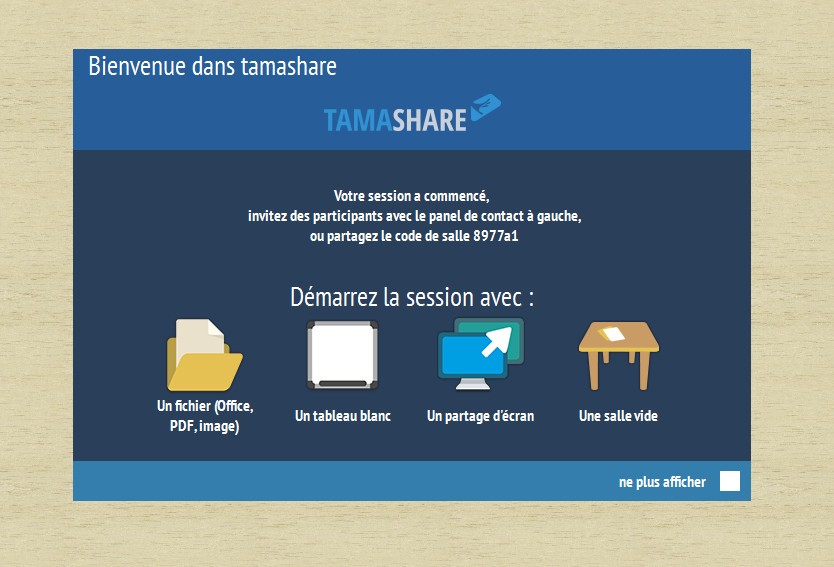 démarrer la réunion sur Tamashare avec écran interactif