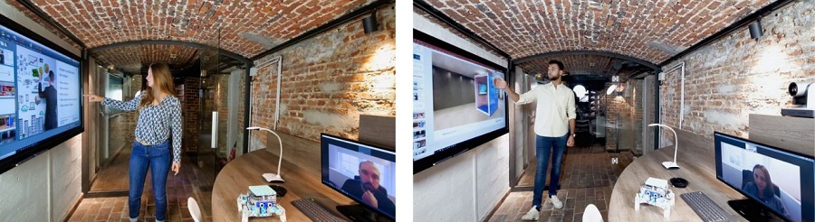 management avec écran interactif dans huddle room