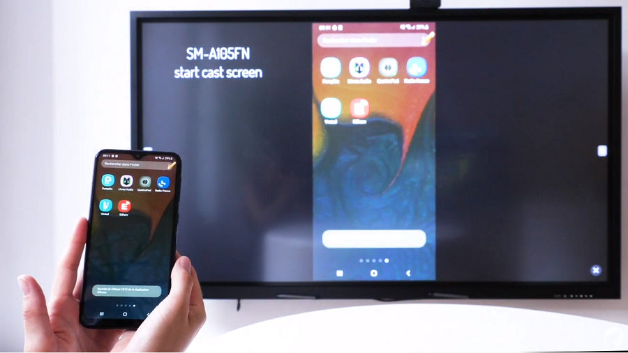 Le partage d'écran d'un Smartphone sur un écran tactile avec EShare