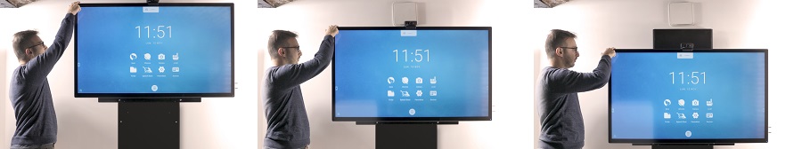Balance Box, un support mécanique pour écran ajustable en hauteur en le poussant vers le haut ou le bas