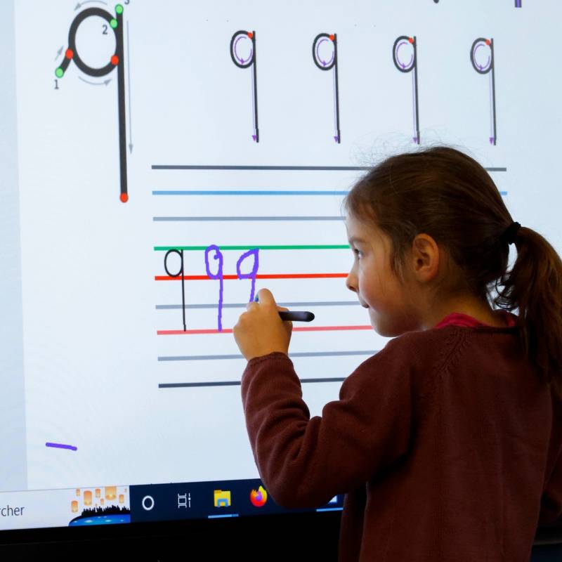 un écran numérique interactif en classe de primaire